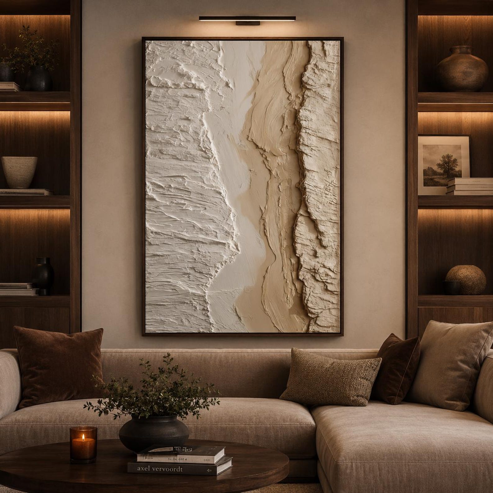 Textured Neutral Wall Art, Vertical Earth Tone Abstract Canvas Painting, Large Plaster Landscape Artwork for Living Room, Japandi Decor - Etsy